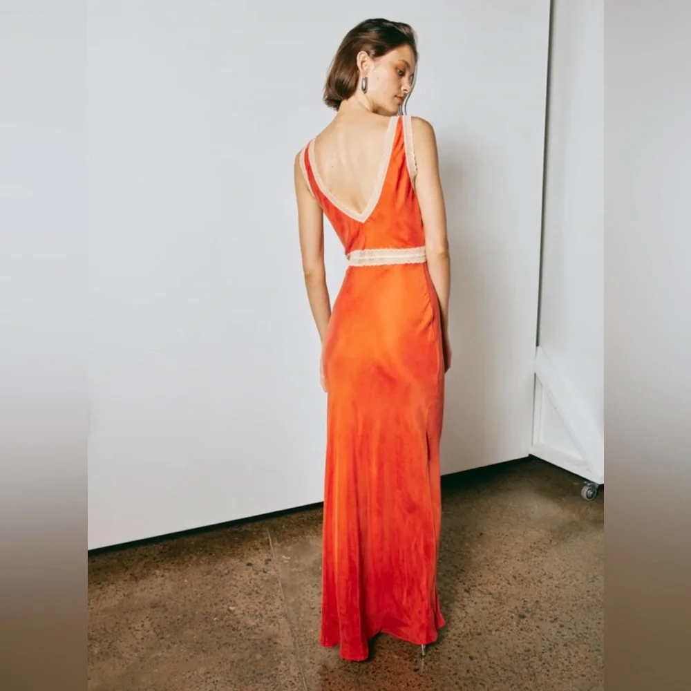 VRG GRL MEET ME ON THE DANCE FLOOR BIAS CUT MAXI DRESS - Orange - Picture 3 of 8